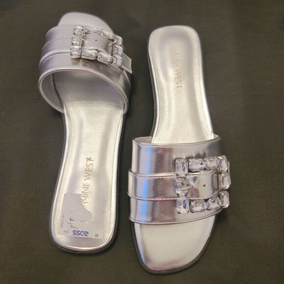 BRAND NEW NINE WEST SLIDE JEWEL MATTER DESIGN SANDAL R3 - Picture 12 of 16